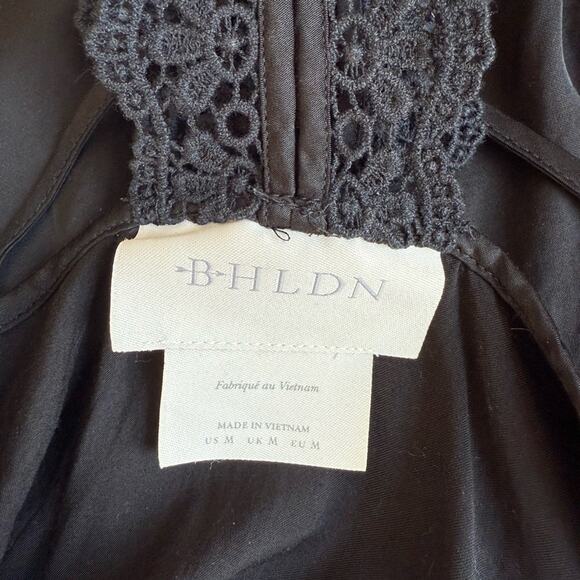 BHLDN SILKY BLACK LACE BACK CHEMISE SLIP MEDIUM - Picture 7 of 9
